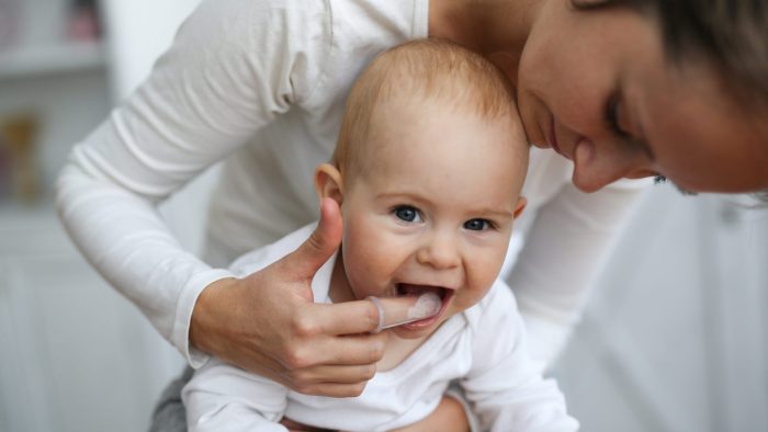 Hygiene Of Baby’s Mouth With Soft Silicone Finger